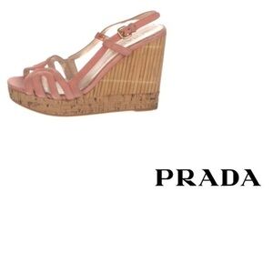 PRADA Sz 6 Bamboo Cork Wedges
